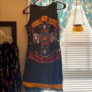 Guns and roses sleeveless shirt dress xs